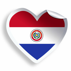 Heart sticker with flag of Paraguay isolated on white