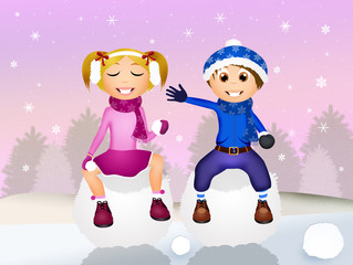 children on snowball