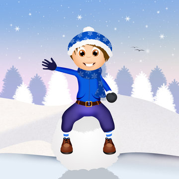 child on snowball