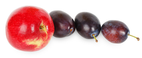 Red apple and three plums
