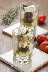 mediterranean salad in a shot glass