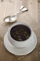 beetroot soup in a bowl