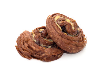 Cinnamon rolls on white background