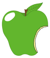 Green Eaten Apple Vector Design