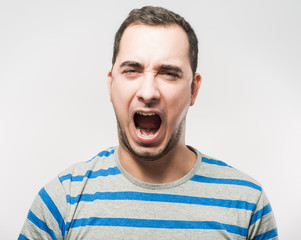 young man calling, screaming good news