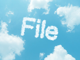 cloud words with design on blue sky background