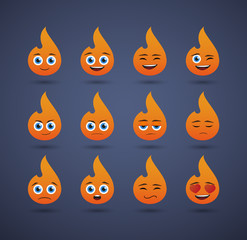 cute flame  avatar expression set
