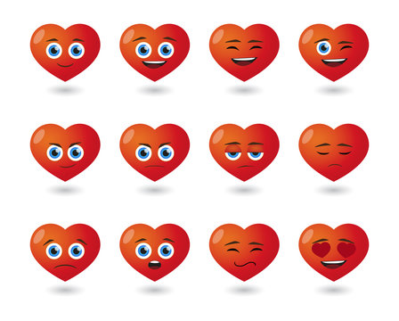 cute heart  avatar expression set