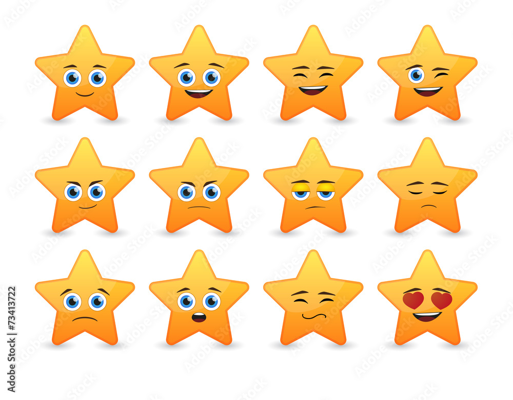 Wall mural cute star avatar expression set