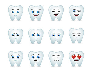 cute tooth  avatar expression set