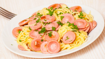 spaghetti with sausage
