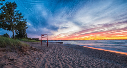 Sunset Blaze on Lake Huron