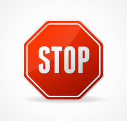 Vector Stop Sign Red isolated on white