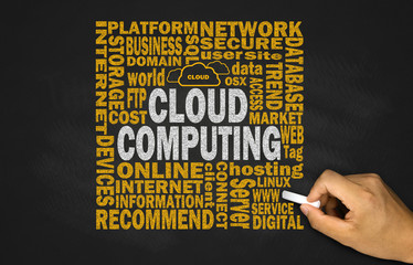 cloud computing concept on blackboard