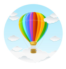 Obraz premium Vector rainbow air ballon and clouds