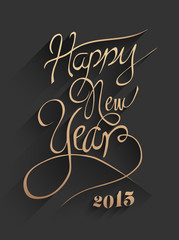 Happy new year vector in embossed black and gold