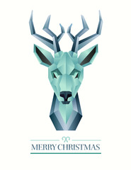 Merry christmas vector with hipster reindeer design