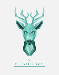 Merry christmas vector with hipster reindeer design