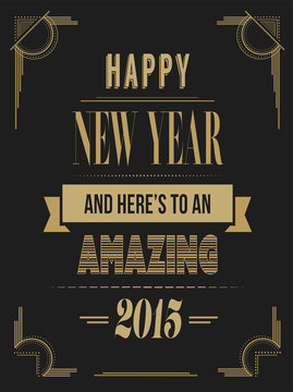 Happy new year vector in art deco style