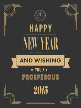 Happy new year vector in art deco style