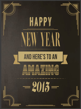Happy new year vector in art deco style