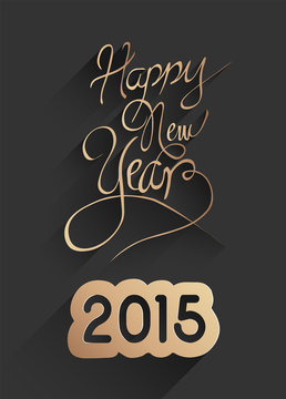 Stylish happy new year design in black and gold