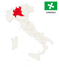 lombardy map with flag