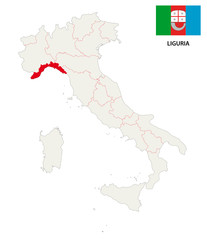liguria map with flag
