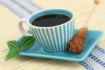 Black coffee in vintage cup
