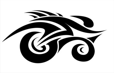 Abstract cyclist in tattoo style