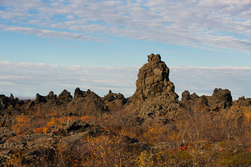 Formations from lava at Dimmuborgir near Myvatn lake in northern