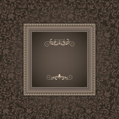 vintage greeting card, invitation with floral ornaments, beautif