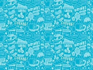 seamless doodle coffee pattern background