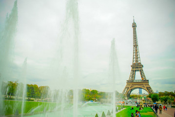 Eiffel Tower with city park in France - 73421766
