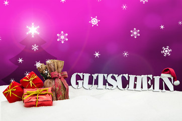 Christmas voucher Gutschein gifts snow pink