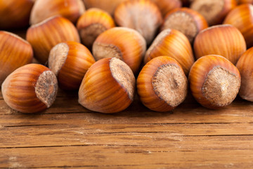 dried whole hazelnuts close-up