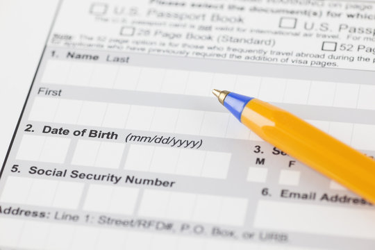 Application form with ballpoint pen