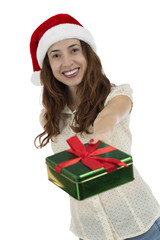 Christmas woman giving a christmas gift