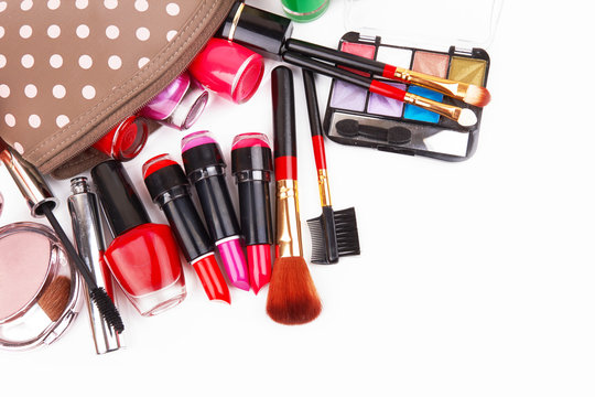 Make up bag with cosmetics