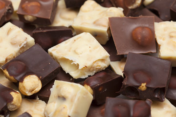Pieces of chocolate with nuts