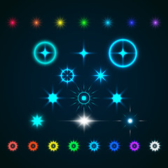 Set of Vector glowing light effect stars bursts with sparkles
