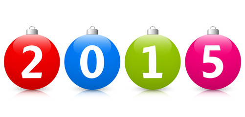 Year 2015 Christmas Balls with Reflection