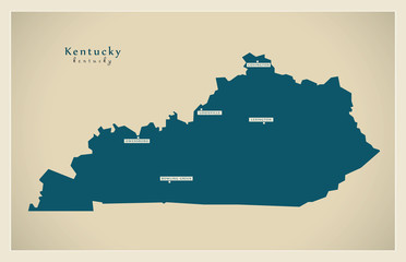 Modern Map - Kentucky USA