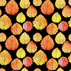 Fototapeta na wymiar seamless vector pattern with leaves in watercolor