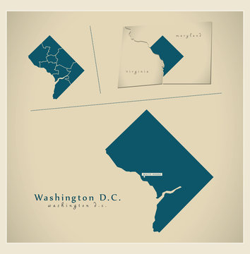 Modern Map - Washington D.C. USA