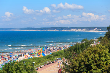 Promenade & Beach, Baltic Coast, Ustka in Poland - obrazy, fototapety, plakaty