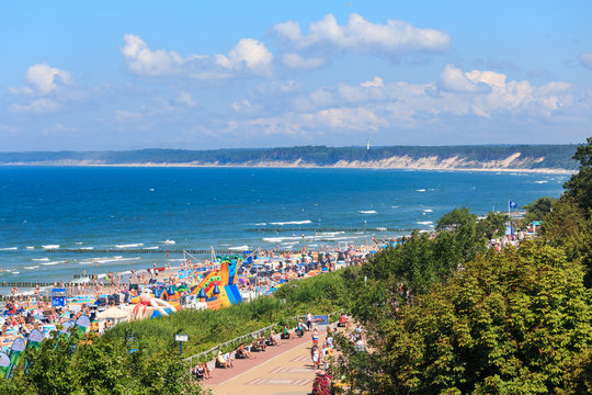 Promenade & Beach, Baltic Coast, Ustka in Poland