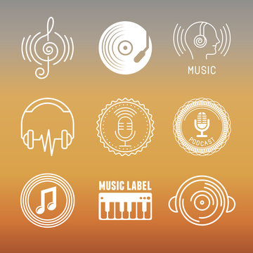 Vector musical logos and icons