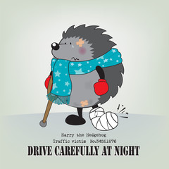 Sweet looking injured hedgehog illustration © mangulica