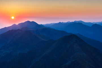 Fototapeta na wymiar sunrise over the Fagaras Mountains, Southern Carpathians
